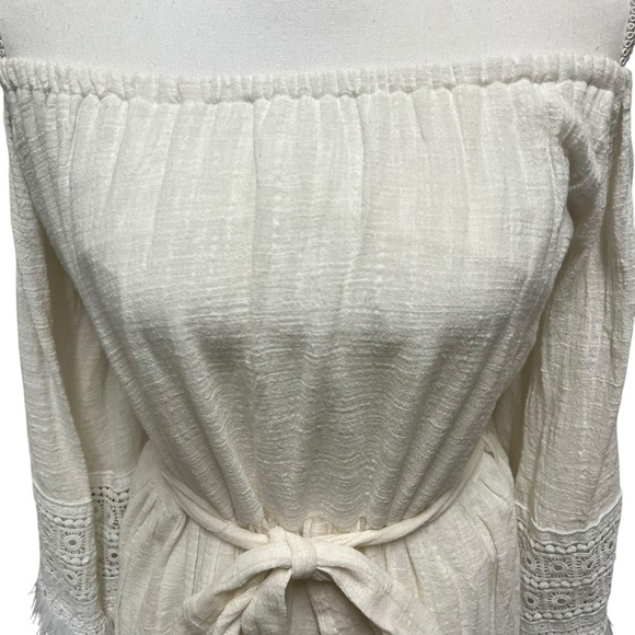 Judith March Cotton Gauze Bohemian Mini Dress With Dramatic Flared Sleeves Sz M - Picture 8 of 15